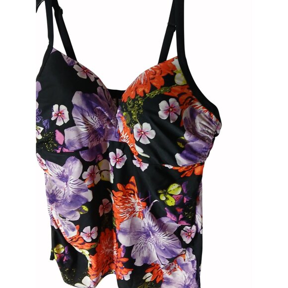 Swim Cacique Womens Tankini Swim Top Floral Multicolor Size 44DDD Padded Cups - Picture 4 of 13